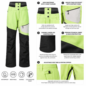 Pantalon de snowboard imperméable haute performance, coupe-vent, isolé, pour sports d'hiver en extérieur, taille haute, respirant - Product Image 4