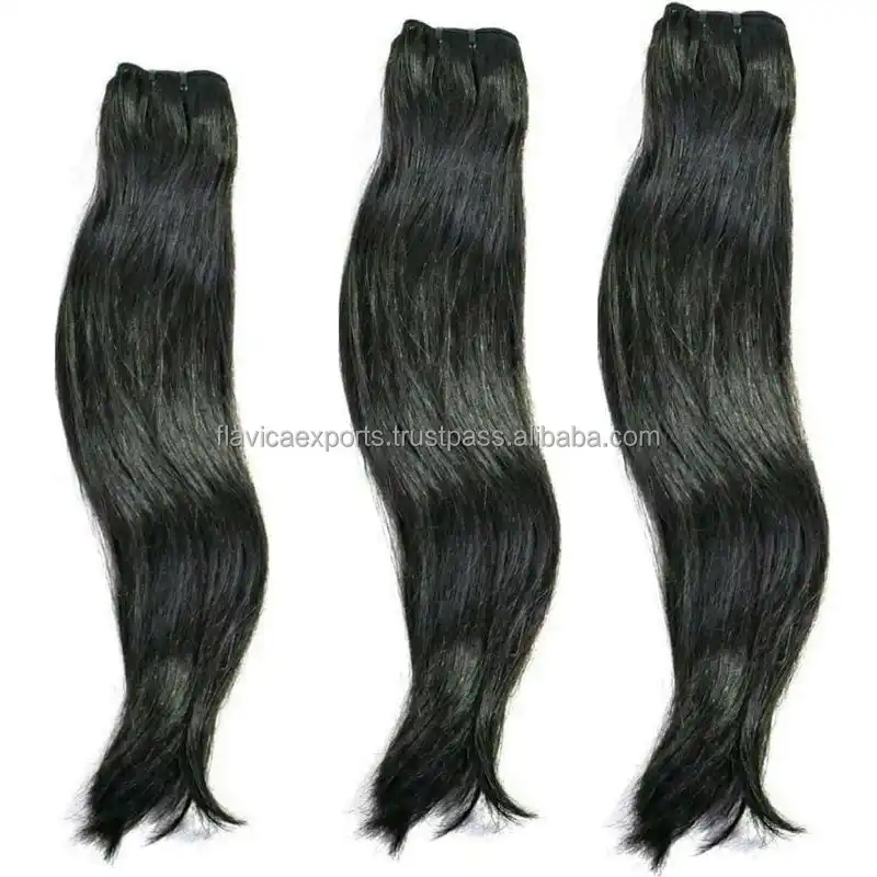 Black Women's Fashion Double Stitched Weft Full Cuticle Premium Indian Virgin Temple Human Hair For Weave