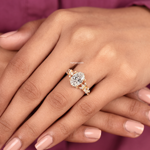 Anillo de plata de ley 925 con corte ovalado, anillo de moissanita, anillo con diseño floral, anillo de compromiso único, anillo de boda, joyería nupcial para mujer - Product Image 4