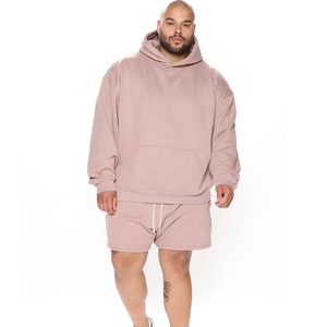 Ensemble de sweat-shirts à capuche surdimensionnés pour hommes, couleur unie, en molleton de coton respirant, avec poche, vêtements décontractés pour l'automne - Product Image 1