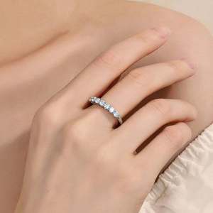 Classic Baguette Cut Lab Grown Diamond Geometric <b>Ring</b> 18K Gold Platinum Plated Prong Setting Unisex Wedding Jewelry - Product Image 5