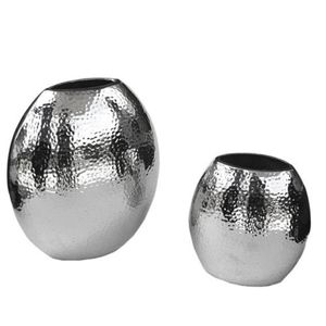 Decorative Silver Oval Modern Luxury Aluminum Alloy Chrome Plated Hammered Design Eco-Friendly Indoor Flower Vase <b>Cheap</b> Factory - Product Image 1