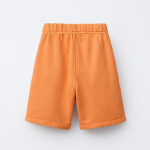 Conjunto de 2 Piezas de Sudadera y Pantalones Cortos Color Naranja, Cuello Redondo, Color Sólido, Ropa Casual de Punto - Product Image 3