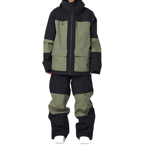 Traje de esquí para mujer con bloques de color, chaqueta impermeable con capucha y conjunto de pantalones, aislamiento sintético, 100% poliéster, ropa para la nieve - Product Image 3