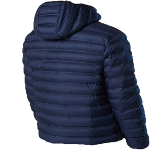 Veste d'hiver décontractée pour homme en laine bleu marine, à capuche, rembourrée en coton, coupe-vent, fermeture éclair, coupe classique - Product Image 2