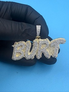 Colgante de Nombre Personalizado con Diamantes de Imitación, Chapado en Oro sobre Plata de Ley 925, Estilo Hip Hop, Moderno - Product Image 3