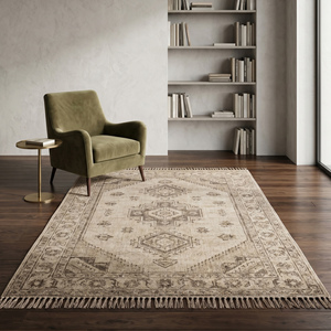 Alfombra de Yute Tejida a Mano, Color Beige Marrón, Diseño Geométrico Moderno, con Flecos, Antideslizante, para Sala de Estar, Dormitorio, Decoración del Hogar - Product Image 2