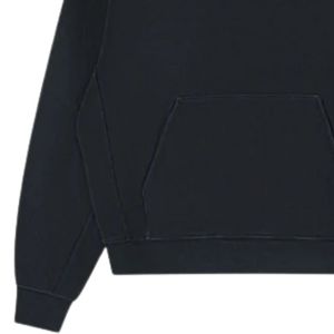 Sudadera con capucha de algodón suave de punto, de gramaje alto, con efecto lavado, acanalada, negra, de manga larga, estilo casual para hombre, corte cómodo - Product Image 3