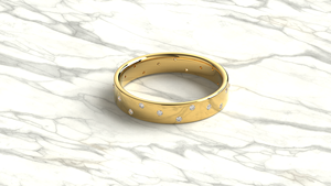 Minimalist 18K Gold Diamond <b>Ring</b> Scattered Diamond Band Flush Set Round Diamond Wedding <b>Stacking</b> Band Fine Jewelry for Women - Product Image 3