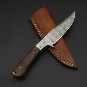 Cuchillo Bowie de Hoja Fija de Acero de Damasco, Cuchillos de Caza de Espiga Completa, Cuchillo Industrial OEM para Camping y Exteriores con Funda - Product Image 4