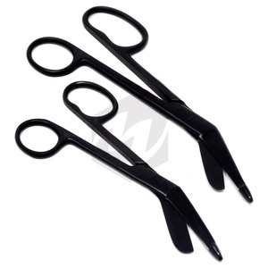 Ciseaux à pansements Lister noirs, 2 pièces, 1 anneau large, 5,5 et 7,25 pouces, pour infirmières, médecins, secouristes, instruments de premiers secours - Product Image 1