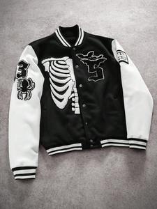 Black <b>white</b> varsity outerwear College style Baseball bomber fashion winter streetwear wool blend warm <b>jacket</b> for <b>men</b> Wholesale - Product Image 2