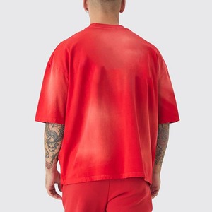 Men's O-Neck Short Sleeve Red Oversized Cotton Jersey Vintage Casual Front Logo T-Shirt 100% Cotton Anti-Wrinkle 280g - Product Image 4
