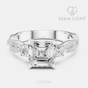 Bague de fiançailles en or blanc 14 carats avec diamant de laboratoire taille Asscher de 1,78 carat, certifiée IGI, couleur F+, clarté VS+, bague de promesse de mariage - Product Image 1