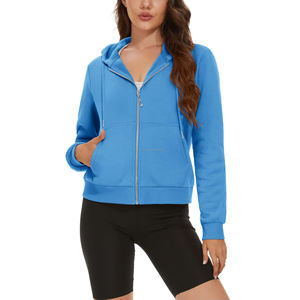 Muy bien hecho Slim Fit Zip-Up Streetwear Jogging sudadera para mujer Color sólido manga larga Sudadera con capucha lentejuelas decoración frontal - Product Image 2