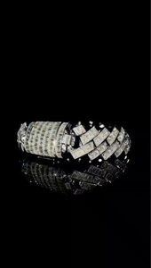 Pulsera de Cadena con Diamantes Redondos Brillantes Plateados para Mujer, Acero Inoxidable, Estilo Hip Hop, Joyería Clásica para Bodas - Product Image 3