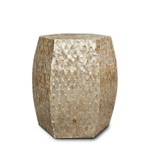 Exquisito taburete Pentagonal hecho a mano, con revestimiento de laca blanca tallada, para madre de perla, hecho en Vietnam - Product Image 1