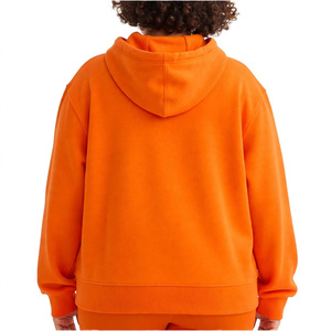 Sudadera con Capucha Oversize de Algodón Naranja Liso de Alto Gramaje, Forro Polar Transpirable, Estilo Urbano Personalizado, Casual de Invierno - Product Image 2