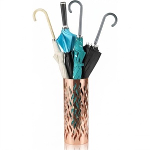 Porte-parapluie décoratif en métal résistant à la rouille, organisateur cylindrique peu encombrant pour parapluies longs et pliables, cannes et bâtons - Product Image 4