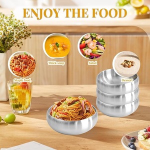 Bol moderne en acier inoxydable pour cuisine, restaurant, hôtel – Idéal pour servir, mélanger, préparer les salades et les aliments – Vaisselle durable et antirouille – Vente en gros - Product Image 3