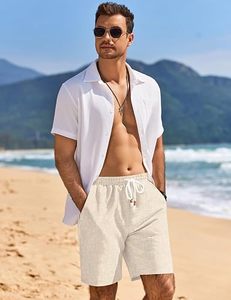 Shorts chino pour homme, taille mi-haute, couleur unie, décontractés, pour l'été, extensibles, anti-humidité, style smart casual, avec logo personnalisé, pour le golf - Product Image 2