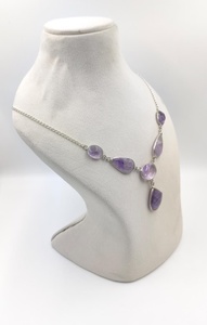 Collar de Cadena con Caja para Enamorados, con Gema de Amatista Rosa Natural, Bañado en Plata, Lujoso, para Boda, para Mujer, 22 Pulgadas, de Moda - Product Image 2