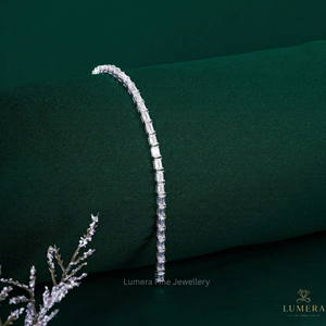 IGI Certified Lab Grown Diamond Tennis <b>Bracelet</b> High Quality White Gold Emerald Cut Rhodium Plated Luxury for Women - Product Image 2
