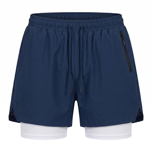 Pantalones Cortos Deportivos de Doble Capa con Bolsillo Interior 2 en 1, Ropa Deportiva para Hombre, Pantalones Cortos 2 en 1 para Fisicoculturismo y Fitness - Product Image 2