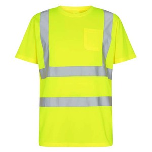 เสื้อยืดโพลีเอสเตอร์แบบสะท้อนแสงสีเหลืองสำหรับงานที่ต้องการการมองเห็นได้ชัดเจน  แบบ unisex  พร้อมแถบสะท้อนแสง  ชุดยูนิฟอร์ม  สามารถปรับแต่งได้ - Product Image 2