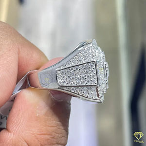 Anillo llamativo cuadrado de moissanita helada para hombre Plata de Ley 925 sólida auténtica, moissanita de 3,62 quilates - Product Image 6