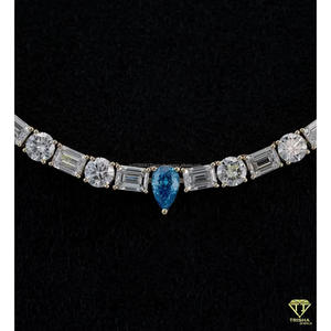<b>Iced</b> <b>Out</b> Tennis Necklace Moissanite Diamond in 925 Sterling Silver Round Pear Cut Luxury Bridal <b>Chain</b> Jewelry for Women - Product Image 3