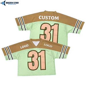 Custom Green V-Neck Football Jersey Short Sleeve Number 31 Silk Screen Printed Breathable Mesh Moisture Wicking 100% Polyester - Product Image 4
