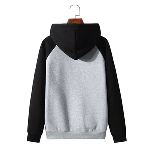 Sudadera con Capucha de Felpa de Algodón Pesado con Mangas Raglán, Diseño Bicolor y Bloques de Color en Contraste, Estilo Urbano, con Bolsillo - Product Image 2