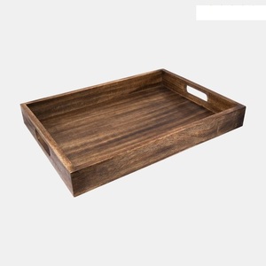 Wholesale Custom Modern Brown Walnut Wood Eco-Friendly Multifunction Food Serving <b>Tray</b> <b>Large</b> Small Sizes Decorative Handles - Product Image 2