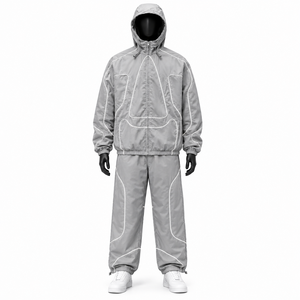 Conjunto Deportivo Personalizado, Chaqueta con Capucha Impermeable y Pantalones, 100% Poliéster, Directo de Fábrica OEM, Traje para Correr - Product Image 2