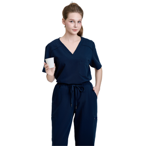 HOT SELLING Hospital Medical Clothing Rayon/PE/Spandex Fashionable medical <b>scrubs</b> sets women nurse wide leg FMF uniform OEM/ODM - Product Image 1