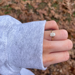 High Quality 1-Carat Lab-Grown Emerald Cut Diamond Classic Engagement Wedding <b>Ring</b> 14K Yellow Gold Prong Setting Direct Factory - Product Image 3