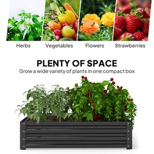 4x4 ft Galvanized Steel Raised Garden Bed Grey <b>Planter</b> Box for Growing <b>Vegetables</b> Flowers Herbs Garden Supply - Product Image 4
