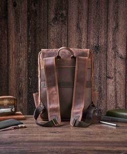 กระเป๋าเป้สะพายหลังกันน้ำสำหรับเดินทาง หนังแท้คุณภาพสูง สไตล์วินเทจ ป้องกันการโจรกรรม ความจุ 20-35 ลิตร เหมาะสำหรับทุกเพศ - Product Image 2