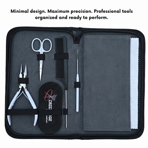 Kit d'outils tout-en-un pour l'application d'extensions capillaires avec pinces à sertir les perles, enfileur de boucles, ciseaux, pinces, peigne et aiguilles - Product Image 3