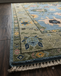 Alfombra Turca Oushak de Lana con Patrón Floral Anudada a Mano, Alfombra Premium Hecha a Mano por Fabricante - Product Image 2