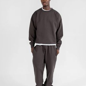 Men Casual Crewneck <b>Sweatshirt</b> Pullover Cotton Fleece Oversized Streetwear Loose Fit Solid Color <b>Sweatshirt</b> - Product Image 6