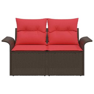 Sofá de jardín marrón con cojín 141 x 62 x 69 cm, muebles de exterior elegantes de poliratán - Product Image 4