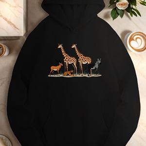 Thème de la faune avec quatre animaux sweats à capuche décontractés pour femmes - Product Image 1