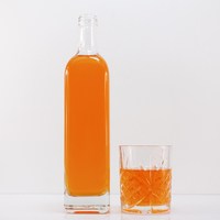 Grosir 500ml 700ml botol kaca Flint anggur Vodka Tequila Gin botol kosong Brandy minuman keras botol kaca dengan tutup
