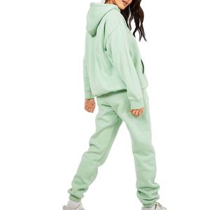 Conjunto Deportivo Informal con Capucha para Mujer, Talla Grande, Logotipo Personalizado, Color Sólido, Algodón Grueso, Transpirable, Ropa Urbana - Product Image 3