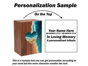 Ocean Wave American Style Wooden Cremation Urn for Human Ashes-Handmade Heart <b>Memorial</b> <b>Box</b> Durable & Eco-Friendly - Product Image 2