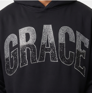 Men's Loose Fit Oversized Boxy Hoodie 100% Polyester Fleece Heavy Weight Embroidered Rhinestone Eco-Friendly Winter Streetwear - Product Image 4