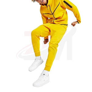 Ensemble coupe-vent de survêtement zippé deux pièces pour homme en molleton de coton épais, avec logo personnalisé, qualité supérieure, vente en gros - Product Image 3