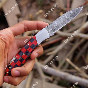 Cuchillos Plegables Exclusivos Hechos a Mano con Hoja de Damasco y Mango de Madera de Grado Industrial, Multifuncionales para Caza y Camping al Aire Libre - Product Image 2